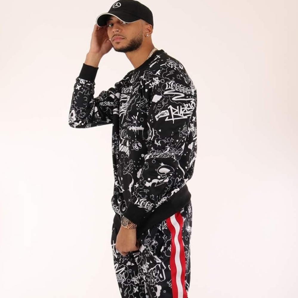 Screenshotbrand Mens Urban Hip Hop Premium Fleece  Pullover Crew Neck Sweatshirt